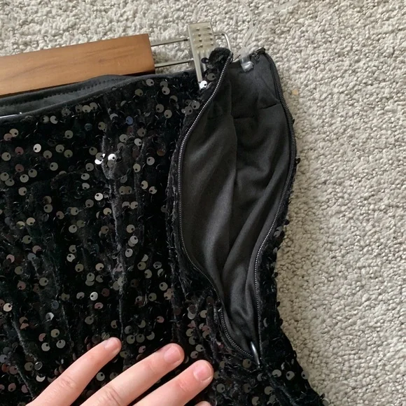 NWT Faeriesty Black Sequin Rose Tube Top Jumpsuit - Picture 11 of 13